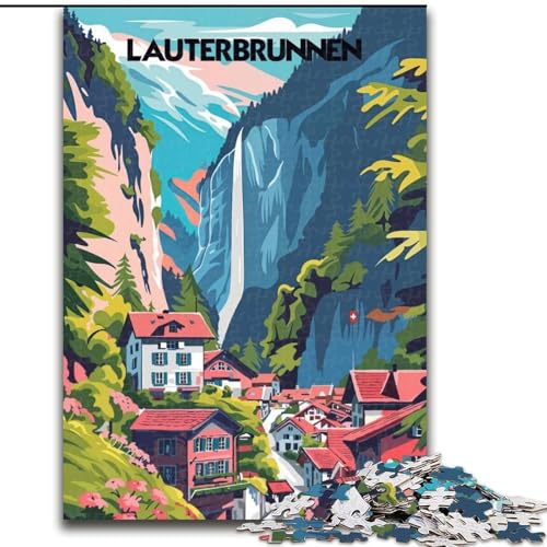 Puzzle für Erwachsene und Jugendliche, 1000 Teile, Lauterbrunnen Beauty, Spiele, Spielzeug, Geschenk, einzigartige Geburtstags- und Geschenkideen für Kinder ab 14 Jahren, 50x75cm von ABKMXDKZ