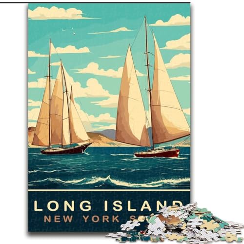 Puzzle für Erwachsene und Jugendliche, 1000 Teile, Long Island Segelboote, Spiele, Spielzeug, Geschenk, einzigartige Geburtstags- und Geschenkideen für Kinder ab 14 Jahren, 26x38cm von ABKMXDKZ