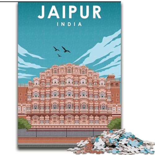 Puzzle für Erwachsene und Jugendliche, 1000 Teile, Reiseplakat Jaipur, Indien, für und ab 14 Jahren, pädagogisches Lernspielzeug, Familienspiele, Geburtstagsgeschenk, 26x38cm von ABKMXDKZ