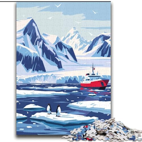 Puzzle für Erwachsene und Jugendliche, Puzzle Antarktis-Landschaft mit Pinguinen, Lernspiele, Heimdekoration ganze Familie, 70x100cm von ABKMXDKZ