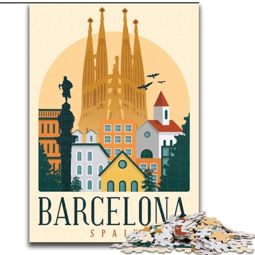 Puzzle für Erwachsene und Jugendliche, Puzzle Barcelona, für 14+, anspruchsvolles Spiel und Familienspiel, toll, 26x38cm von ABKMXDKZ