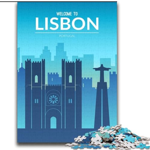 Puzzle für Erwachsene und Jugendliche, Puzzle Lissabon, Portugal, pädagogisches Spielzeug zum Stressabbau, tolle Geschenke und Spielzeuge, 70x100cm von ABKMXDKZ