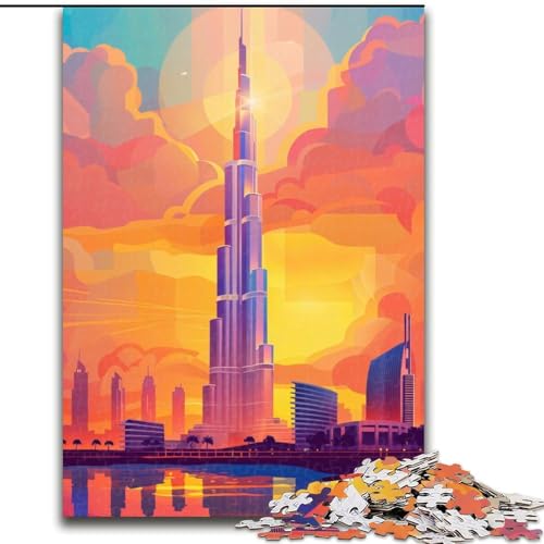 Puzzle für Erwachsene und Jugendliche, Puzzle Skyline von Dubai, Sonnenuntergang, für 14+, anspruchsvolles Spiel und Familienspiel, toll, 26x38cm von ABKMXDKZ
