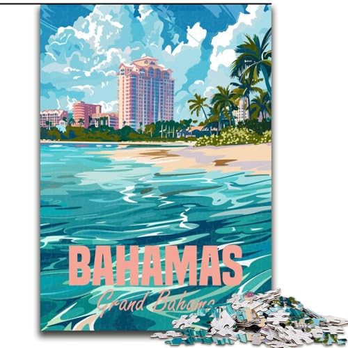 Puzzle für Erwachsene und Teenager, Grand Bahama, Bahamas, Stressabbau, schwierige Herausforderung, Wichtelgeschenke für Kinder ab 14 Jahren, 26x38cm von ABKMXDKZ