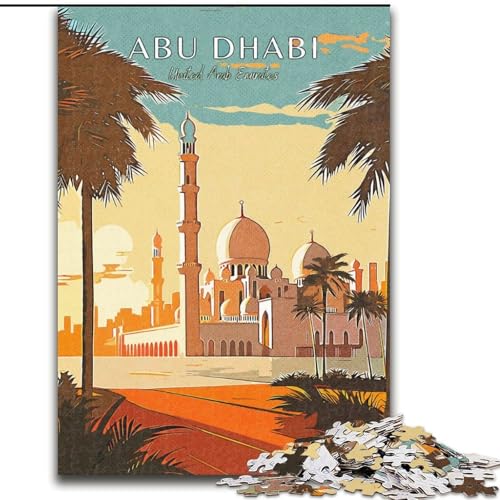 Puzzle für Erwachsene und Teenager, Puzzle Abu Dhabi-Reise, Stressabbau, schwierige Herausforderung, Wichtelgeschenke für Kinder ab 14 Jahren, 26x38cm von ABKMXDKZ