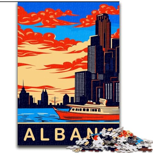 Puzzle für Erwachsene und Teenager, Puzzle Albany vom Hudson River, Stressabbau, schwierige Herausforderung, Wichtelgeschenke für Kinder ab 14 Jahren, 50x75cm von ABKMXDKZ