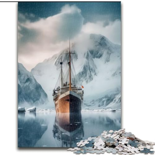 Puzzle für Erwachsene und Teenager, Puzzle Antarktis und Schiffseis, Stressabbau, schwierige Herausforderung, Wichtelgeschenke für Kinder ab 14 Jahren, 50x75cm von ABKMXDKZ