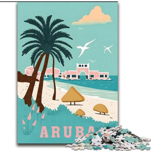 Puzzle für Erwachsene und Teenager, Puzzle Aruba Island Travel, pädagogisches Spielzeug zum Stressabbau, tolle Geschenke und Spielzeuge, 26x38cm von ABKMXDKZ