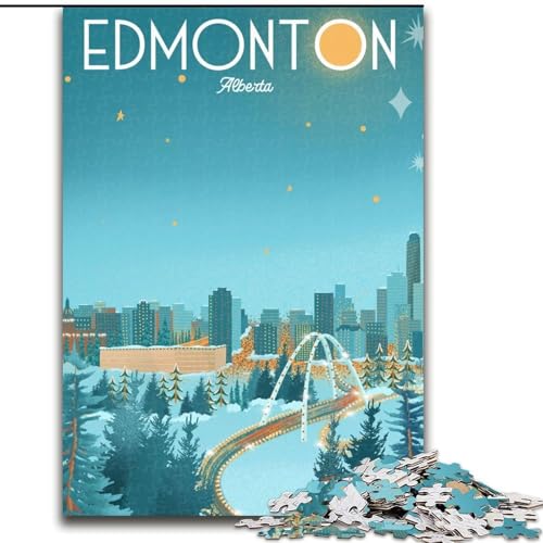 Puzzle für Erwachsene und Teenager, Puzzle Edmonton Cityscape, Stressabbau, schwierige Herausforderung, Wichtelgeschenke für Kinder ab 14 Jahren, 26x38cm von ABKMXDKZ