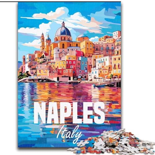 Puzzle für Erwachsene und Teenager, Puzzle Neapel, Italien, Stressabbau, schwierige Herausforderung, Wichtelgeschenke für Kinder ab 14 Jahren, 26x38cm von ABKMXDKZ
