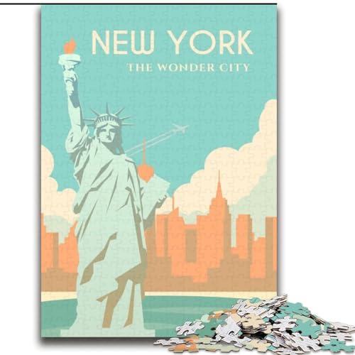 Puzzle für Erwachsene und Teenager, Puzzle New York City, Stressabbau, schwierige Herausforderung, Wichtelgeschenke für Kinder ab 14 Jahren, 70x100cm von ABKMXDKZ