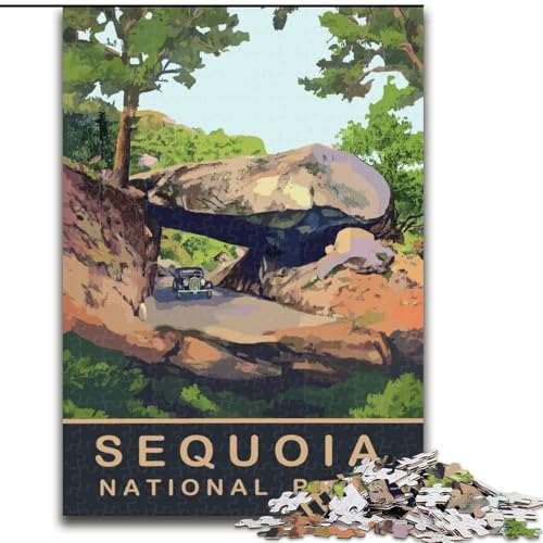 Puzzle für Jugendliche, 1000 Puzzles, Auto unter dem Arch Rock, geeignet für Personen ab 14 Jahren, Lernspiele, Wichtelgeschenke, 50x75cm von ABKMXDKZ
