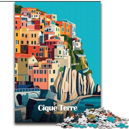 Puzzle für Jugendliche, 1000 Puzzles, Cinque Terre, Italien-Poster, geeignet für Personen ab 14 Jahren, Lernspiele, Wichtelgeschenke, 26x38cm von ABKMXDKZ