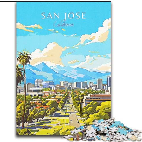 Puzzle für Jugendliche, 1000 Puzzles, Kalifornien, San Jose, Reisen, geeignet für Personen ab 14 Jahren, Lernspiele, Wichtelgeschenke, 26x38cm von ABKMXDKZ