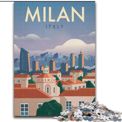 Puzzle für Jugendliche, 1000 Puzzles, Mailand, geeignet für Personen ab 14 Jahren, Lernspiele, Wichtelgeschenke, 26x38cm von ABKMXDKZ