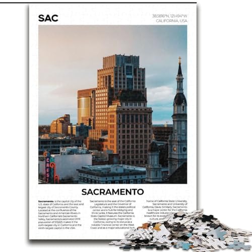 Puzzle für Jugendliche, 1000 Puzzles, Sacramento, geeignet für Personen ab 14 Jahren, Lernspiele, Wichtelgeschenke, 50x75cm von ABKMXDKZ