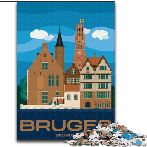 Puzzle für Jugendliche, 1000 Puzzles, Stadtbild von Brügge, Belgien, geeignet für Personen ab 14 Jahren, Lernspiele, Wichtelgeschenke, 50x75cm von ABKMXDKZ