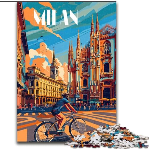 Puzzle für Jugendliche, 1000 Puzzles, Straßen von Mailand, geeignet für Personen ab 14 Jahren, Lernspiele, Wichtelgeschenke, 26x38cm von ABKMXDKZ