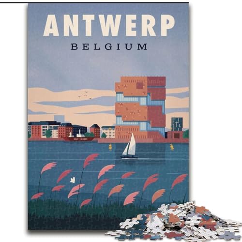 Puzzle für Jugendliche, 1000 Teile, Antwerpen, Lernspielzeug für Kinder, ganze Familie, für Kinder ab 14 Jahren, 50x75cm von ABKMXDKZ