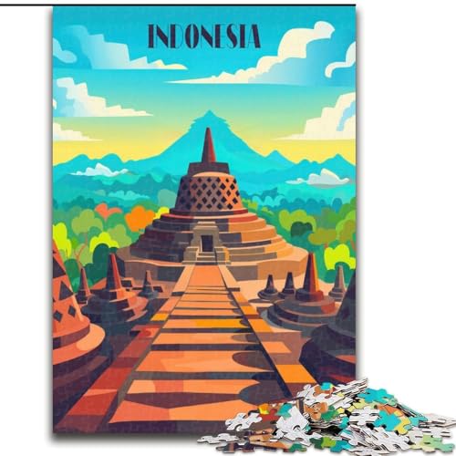Puzzle für Jugendliche, 1000 Teile, Borobudur Serenity, Lernspielzeug für Kinder und Jugendliche, ganze Familie, ab 14 Jahren, 50x75cm von ABKMXDKZ