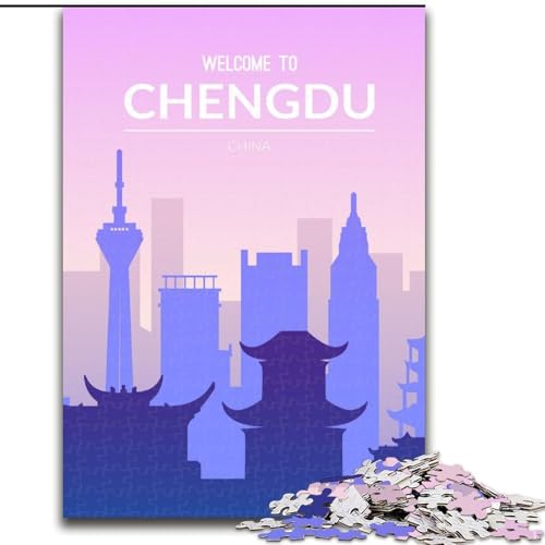 Puzzle für Jugendliche, 1000 Teile, Chengdu, China, Dekomprimierendes intellektuelles Lernspielzeug, Geburtstagsgeschenk, Geschenke, 50x75cm von ABKMXDKZ