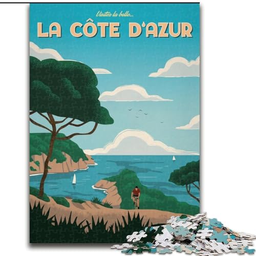 Puzzle für Jugendliche, 1000 Teile, Französische Riviera, Lernspielzeug für Kinder, ganze Familie, für Kinder ab 14 Jahren, 26x38cm von ABKMXDKZ