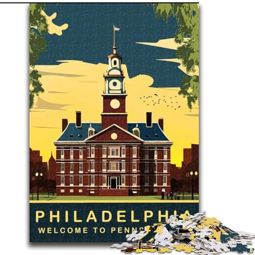 Puzzle für Jugendliche, 1000 Teile, Philadelphia, Lernspielzeug für Kinder, ganze Familie, ab 14 Jahren, 50x75cm von ABKMXDKZ