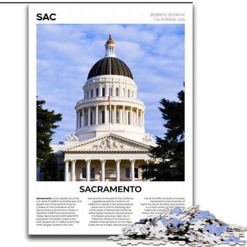 Puzzle für Jugendliche, 1000 Teile, Sacramento, Lernspielzeug für Kinder, ganze Familie, für Kinder ab 14 Jahren, 26x38cm Puzzle für Jugendliche, 1000 Teile, Sacramento, Lernspielzeug für Kinder, ganze Familie, für Kinder ab 14 Jahren, 26x38cm von ABKMXDKZ