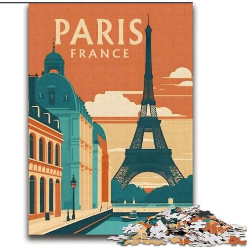 Puzzle für Jugendliche, 2000-teiliges Puzzle, Reiseplakat Paris, Frankreich, Lernspielzeug für Kinder und Jugendliche, ganze Familie, ab 14 Jahren, 70x100cm von ABKMXDKZ