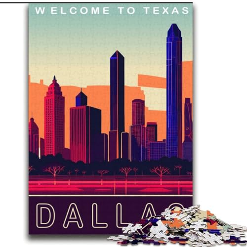 Puzzle für Jugendliche, 2000-teiliges Puzzle Dallas Texas, Lernspielzeug für Kinder und Jugendliche, ganze Familie, ab 14 Jahren, 70x100cm von ABKMXDKZ
