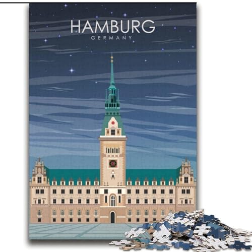Puzzle für Jugendliche, Reiseplakat Hamburg 2000, für Kinder ab 14 Jahren, Lernspiel, Herausforderung, Spielzeug, Geschenk zum Geburtstag, 70x100cm von ABKMXDKZ