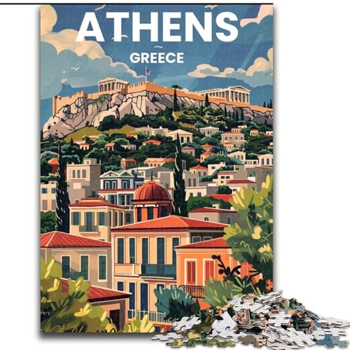 Puzzle für Teenager, 1000 Athen, für Kinder ab 14 Jahren, Lernspiel, Herausforderung, Spielzeug, Geschenk zum Geburtstag, 26x38cm von ABKMXDKZ