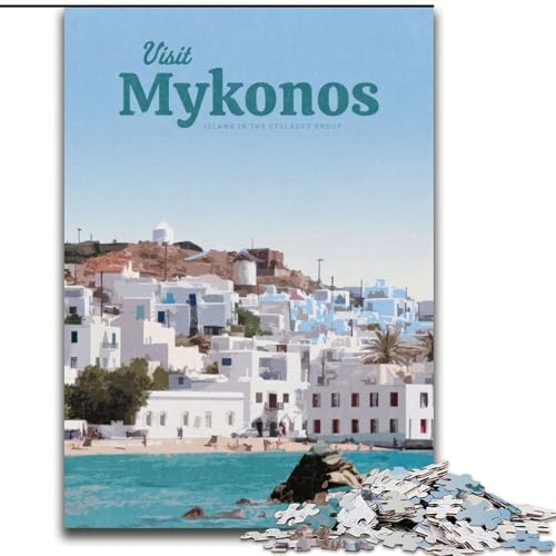 Puzzle für Teenager, 1000 Besuchen Sie Mykonos, Lernspielzeug ganze Familie für und 14 Jahre alt, 26x38cm von ABKMXDKZ