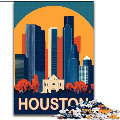 Puzzle für Teenager, 1000 Houston, Lernspielzeug für Kinder, ganze Familie, für Kinder ab 14 Jahren, 26x38cm von ABKMXDKZ
