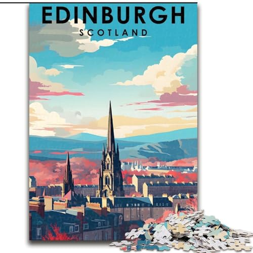 Puzzle für Teenager, 1000 Puzzles, Edinburgh, Schottland, Reisen, Lernspielzeug für Kinder und Jugendliche, ganze Familie, ab 14 Jahren, 50x75cm von ABKMXDKZ