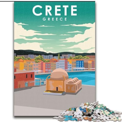 Puzzle für Teenager, 1000 Puzzles, Kreta, Griechenland, Reiseposter, geeignet für Personen ab 14 Jahren, Lernspiele, Wichtelgeschenke, 26x38cm von ABKMXDKZ