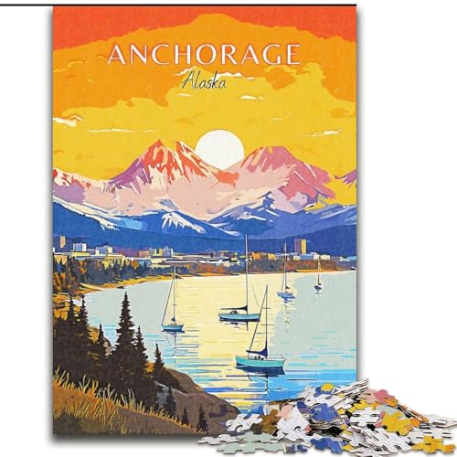 Puzzle für Teenager, 1000 Teile, Alaska, Anchorage, Reise, anspruchsvolles Spiel, Spielzeug, Wanddekoration, einzigartige Geburtstags, 26x38cm von ABKMXDKZ