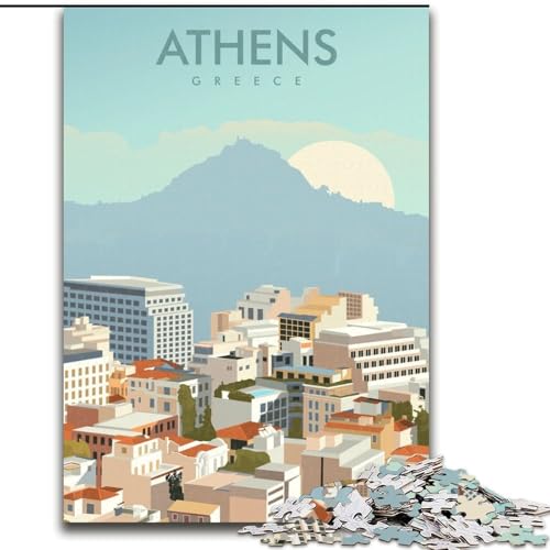 Puzzle für Teenager, 1000 Teile, Athen, Griechenland, Reisedruck, Dekomprimierendes intellektuelles Lernspielzeug, Geburtstagsgeschenk, Geschenke, 26x38cm von ABKMXDKZ