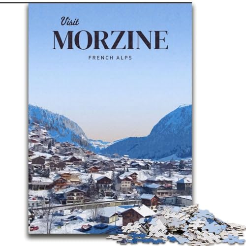 Puzzle für Teenager, 1000 Teile, Besuchen Sie Morzine, anspruchsvolles Spiel, Spielzeug, Wanddekoration, einzigartige Geburtstags, 50x75cm von ABKMXDKZ