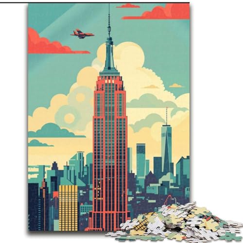 Puzzle für Teenager, 1000 Teile, Empire State Building Skyline, Lernspielzeug für Kinder und Jugendliche, ganze Familie, ab 14 Jahren, 50x75cm von ABKMXDKZ