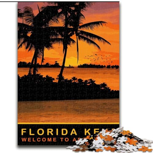 Puzzle für Teenager, 1000 Teile, Florida Keys, anspruchsvolles Spiel, Spielzeug, Wanddekoration, einzigartige Geburtstags, 26x38cm von ABKMXDKZ