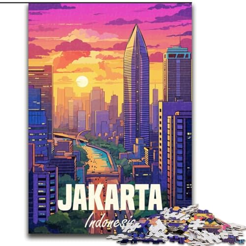 Puzzle für Teenager, 1000 Teile, Jakarta, Indonesien, Lernspielzeug für Kinder und Jugendliche, ganze Familie, ab 14 Jahren, 26x38cm von ABKMXDKZ