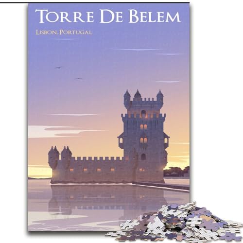 Puzzle für Teenager, 1000 Teile, Lissabon, anspruchsvolles Spiel, Spielzeug, Wanddekoration, einzigartige Geburtstags, 50x75cm von ABKMXDKZ