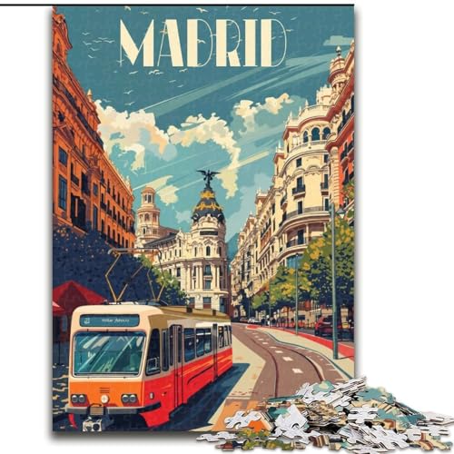 Puzzle für Teenager, 1000 Teile, Madrid City Vibes, Lernspielzeug für Kinder und Jugendliche, ganze Familie, ab 14 Jahren, 50x75cm von ABKMXDKZ