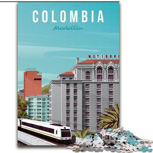 Puzzle für Teenager, 1000 Teile, Medellin, Kolumbien, Stadtbild, für Kinder ab 14 Jahren, Lernspiel, Herausforderung, Spielzeug, Geschenk zum Geburtstag, 26x38cm von ABKMXDKZ