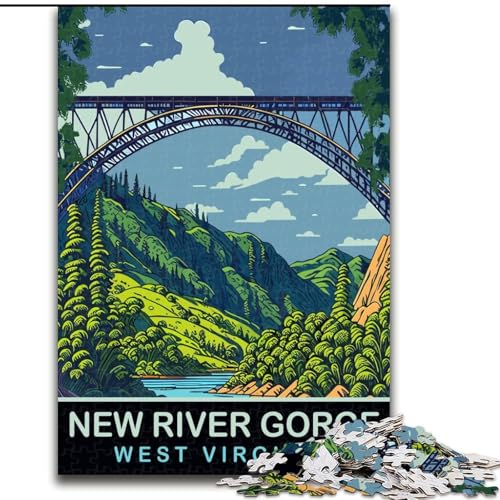 Puzzle für Teenager, 1000 Teile, New River Gorge, Spielzeug zum Stressabbau, einzigartige Geburtstags- und Geschenkideen für Kinder ab 14 Jahren, 26x38cm von ABKMXDKZ