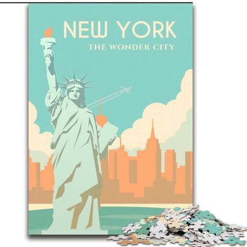 Puzzle für Teenager, 1000 Teile, New York, anspruchsvolles Spiel, Spielzeug, Wanddekoration, einzigartige Geburtstags, 26x38cm von ABKMXDKZ