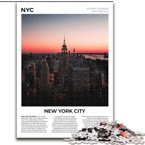 Puzzle für Teenager, 1000 Teile, New York City, anspruchsvolles Spiel, Spielzeug, Wanddekoration, einzigartige Geburtstags, 26x38cm Puzzle für Teenager, 1000 Teile, New York City, anspruchsvolles Spiel, Spielzeug, Wanddekoration, einzigartige Geburtstags, 26x38cm von ABKMXDKZ
