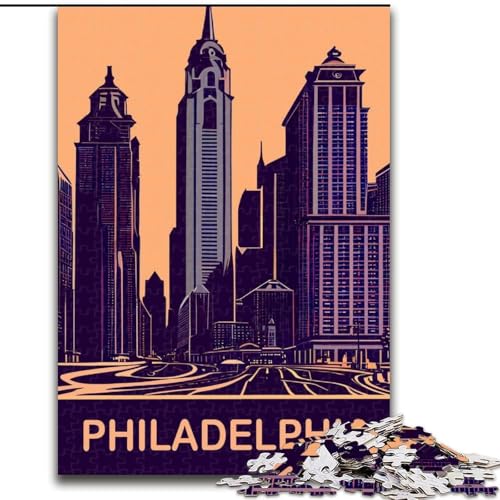 Puzzle für Teenager, 1000 Teile, Philadelphia in Lila, anspruchsvolles Spiel, Spielzeug, Wanddekoration, einzigartige Geburtstags, 50x75cm Puzzle für Teenager, 1000 Teile, Philadelphia in Lila, anspruchsvolles Spiel, Spielzeug, Wanddekoration, einzigartige Geburtstags, 50x75cm von ABKMXDKZ