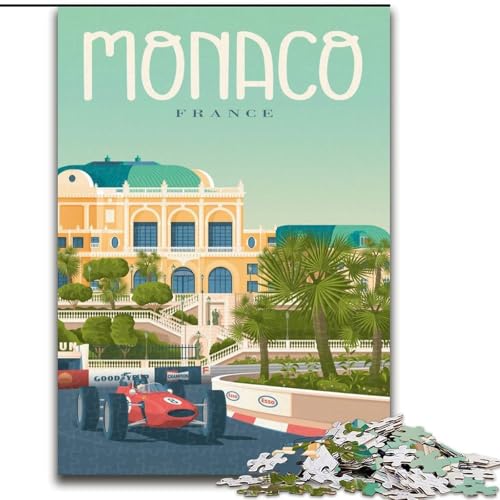 Puzzle für Teenager, 1000 Teile, Stadtbild von Monaco, Frankreich, anspruchsvolles Spiel, Spielzeug, Wanddekoration, einzigartige Geburtstags, 26x38cm von ABKMXDKZ